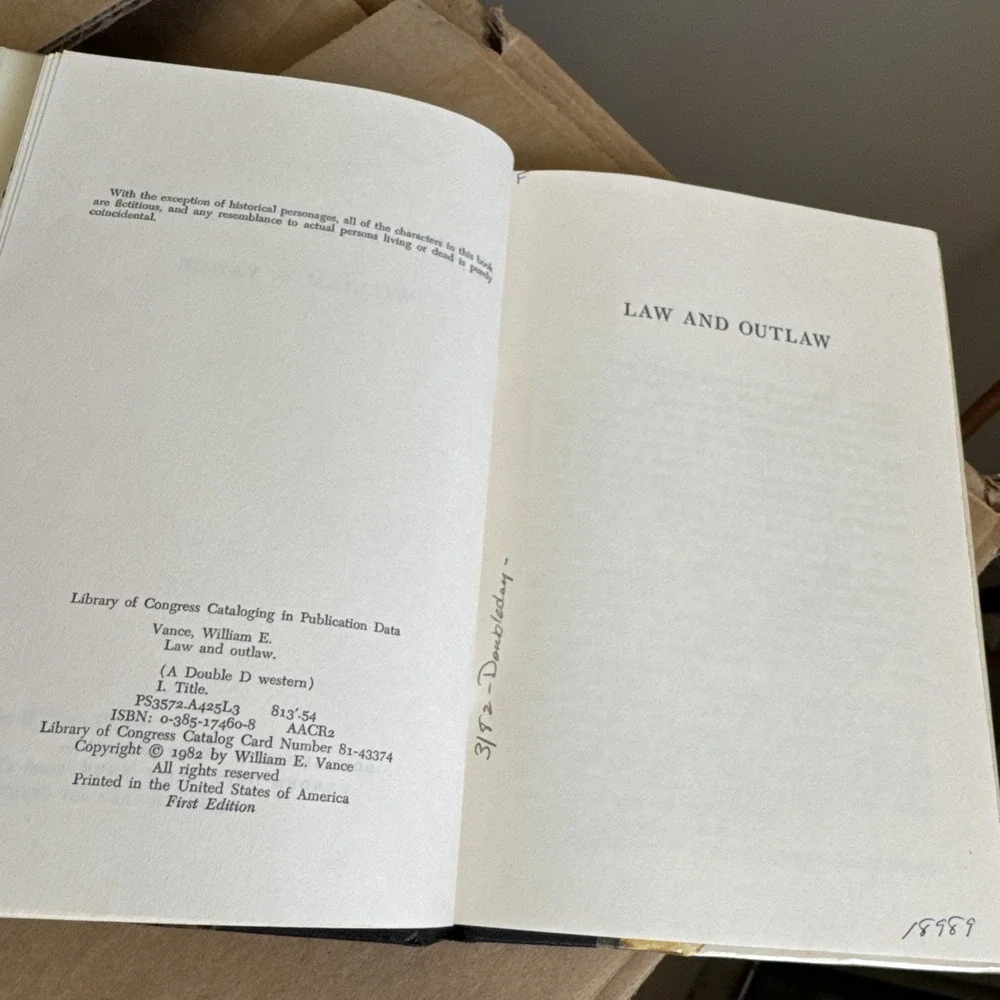 1982 HC First‎ Ed Law And Outlaw A Double D Western William Vance Hardcover